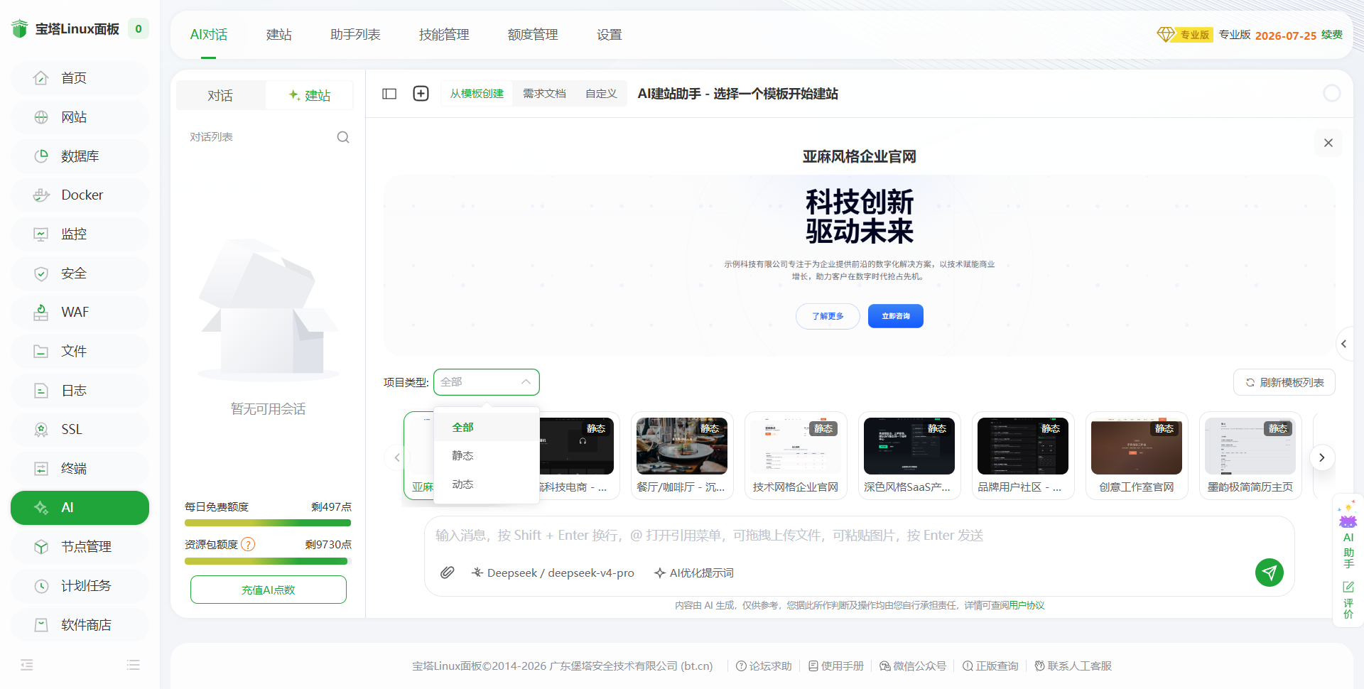 模板选择