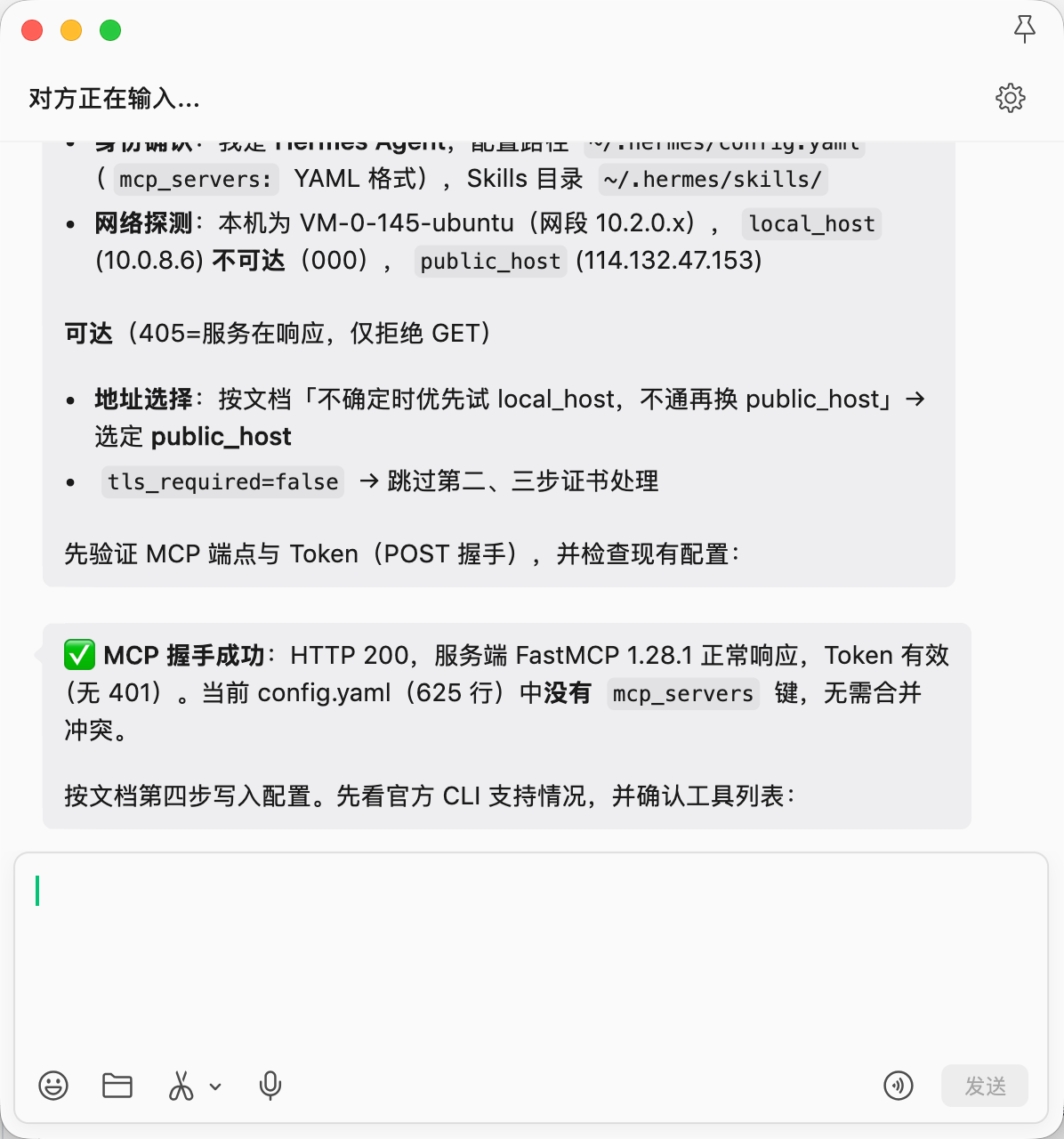Hermes 检查宝塔 MCP 地址、配置位置和连接结果