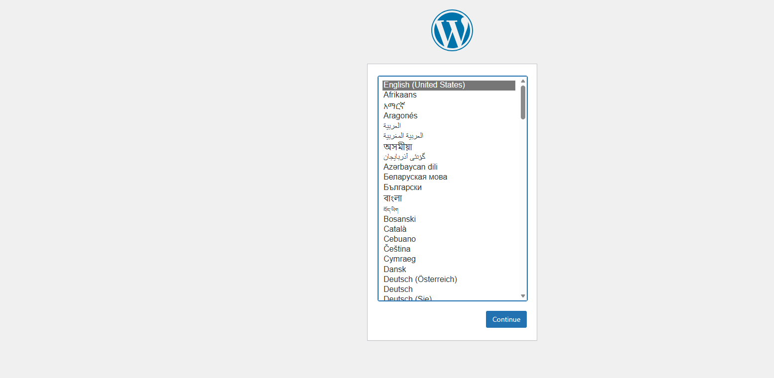 WordPress安装界面