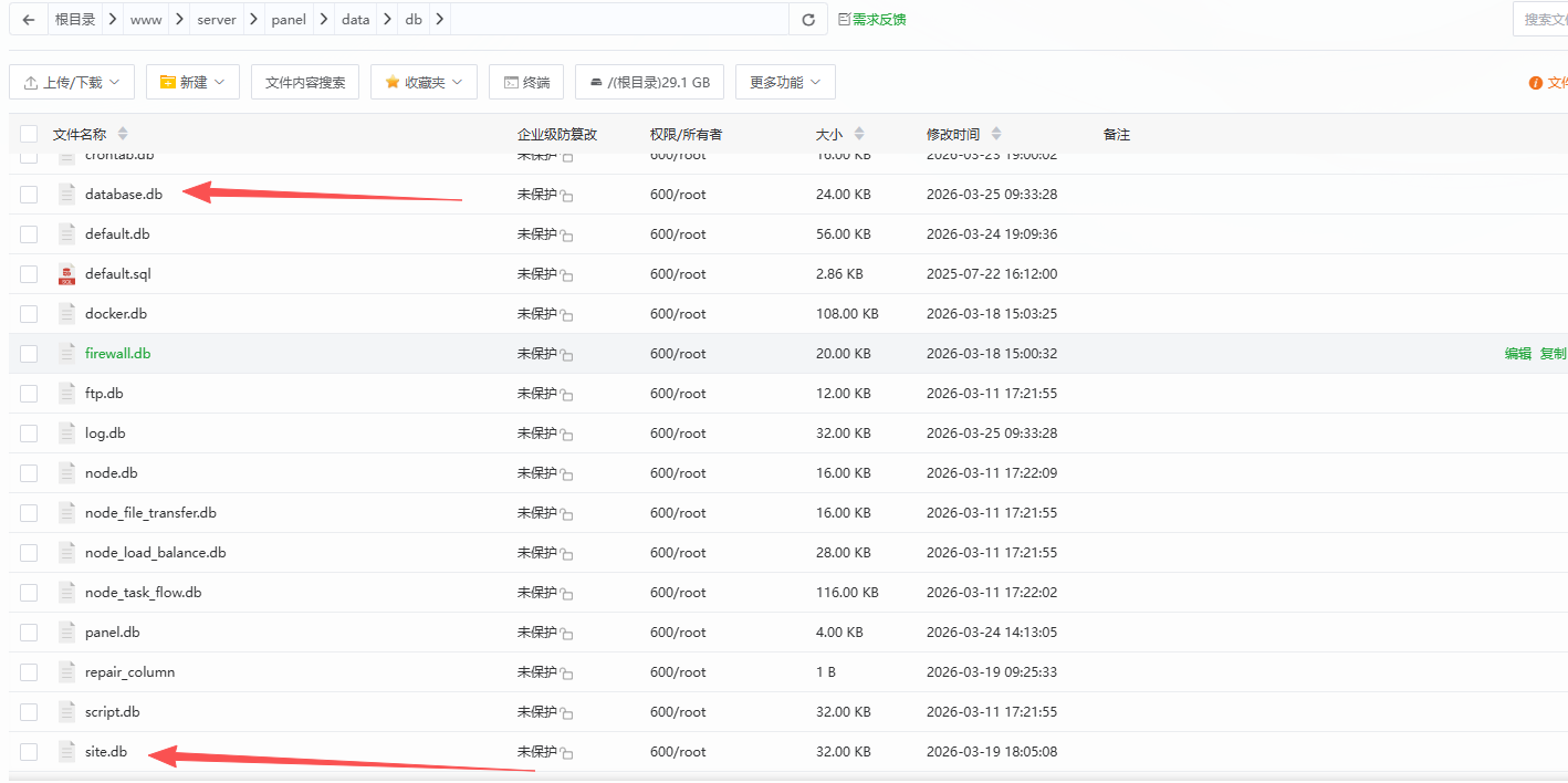 site.db 和 database.db 文件位置