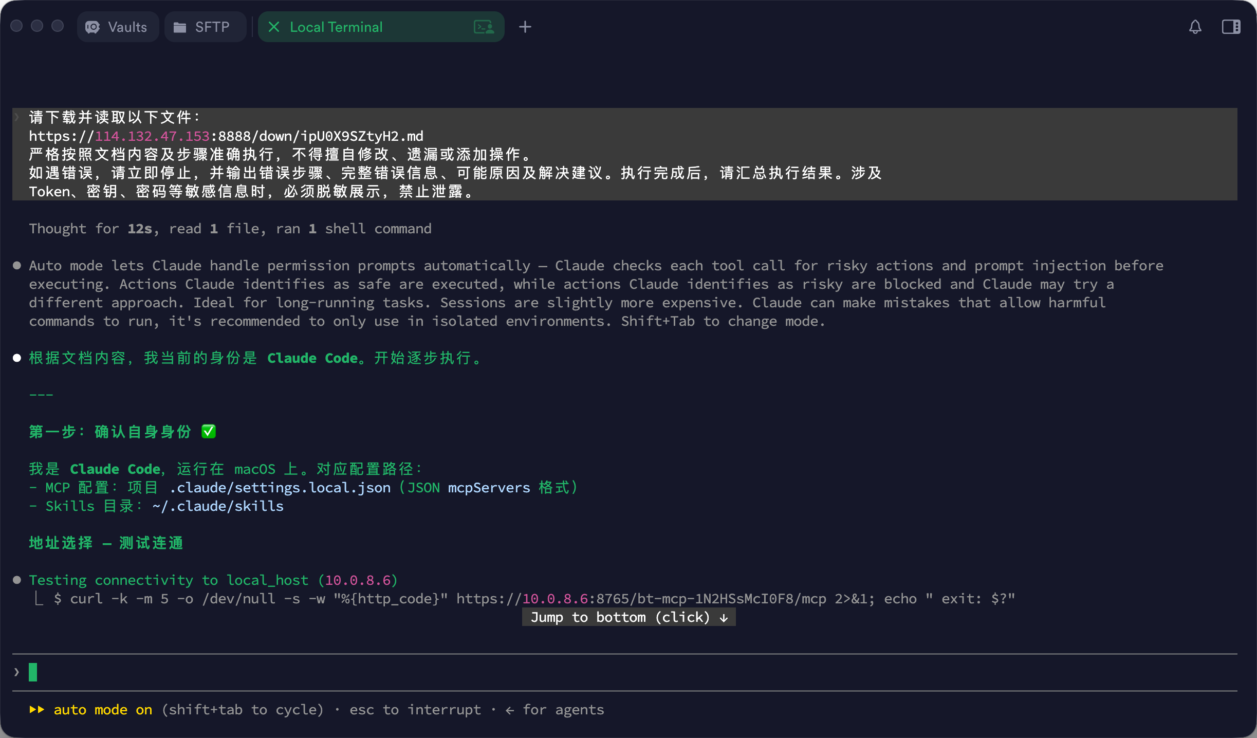 Claude Code 识别项目并检查宝塔 MCP 连接地址