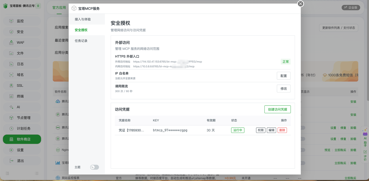 获取 MCP 服务器地址和授权信息