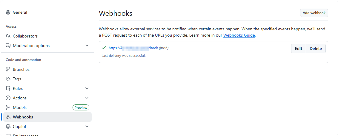 Webhook 触发成功