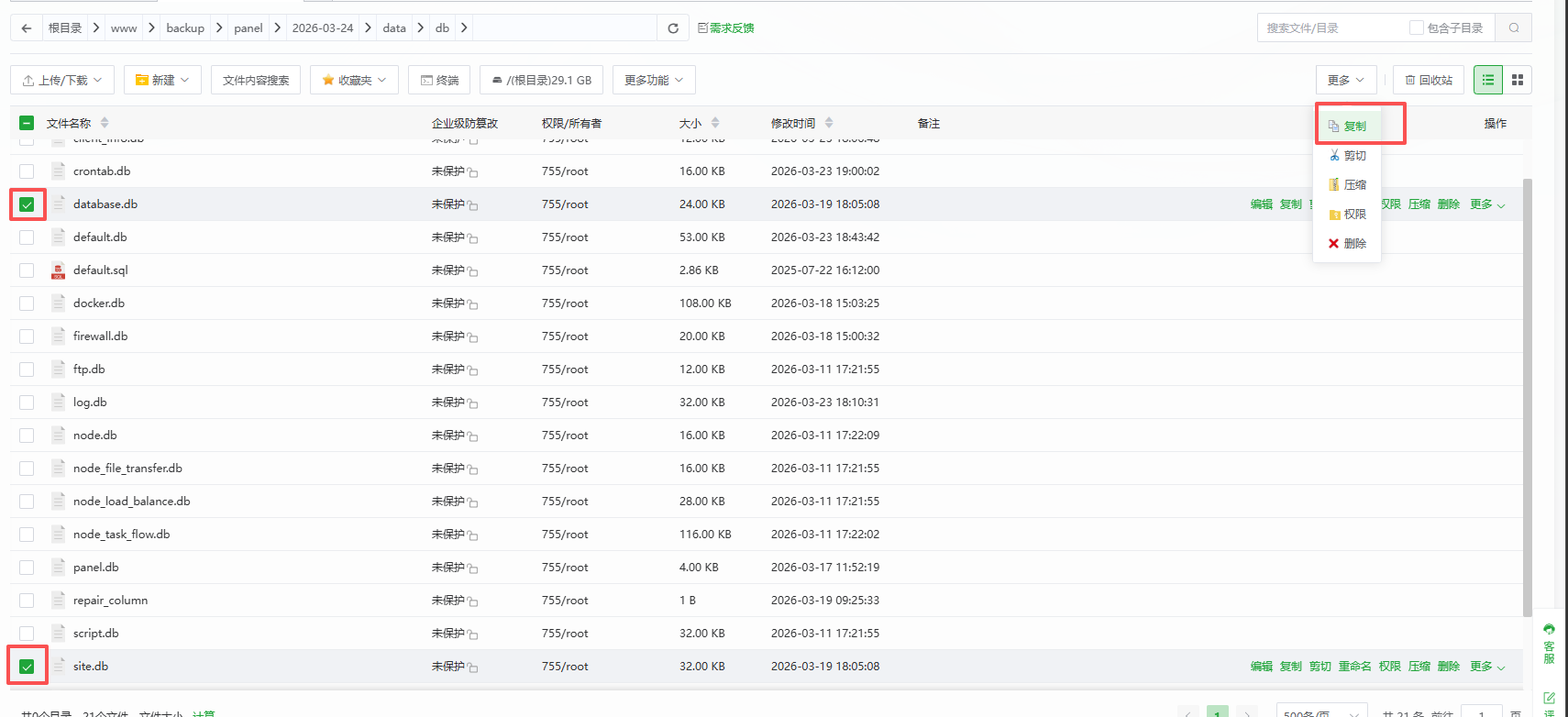 复制备份 db 文件