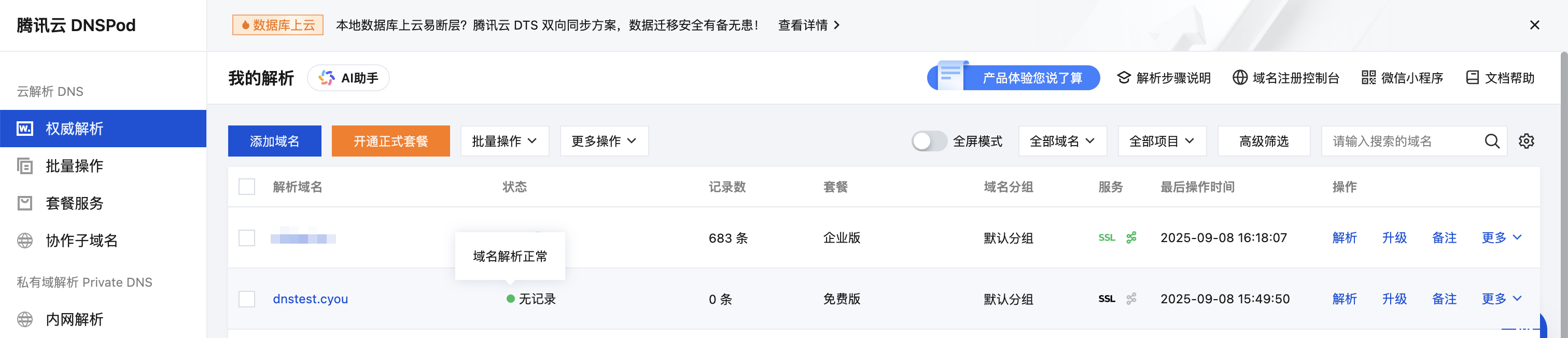 DNS状态