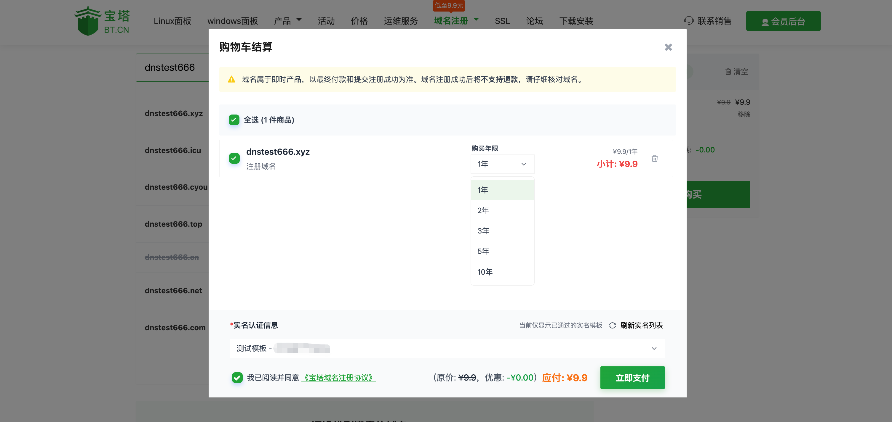 填写域名信息