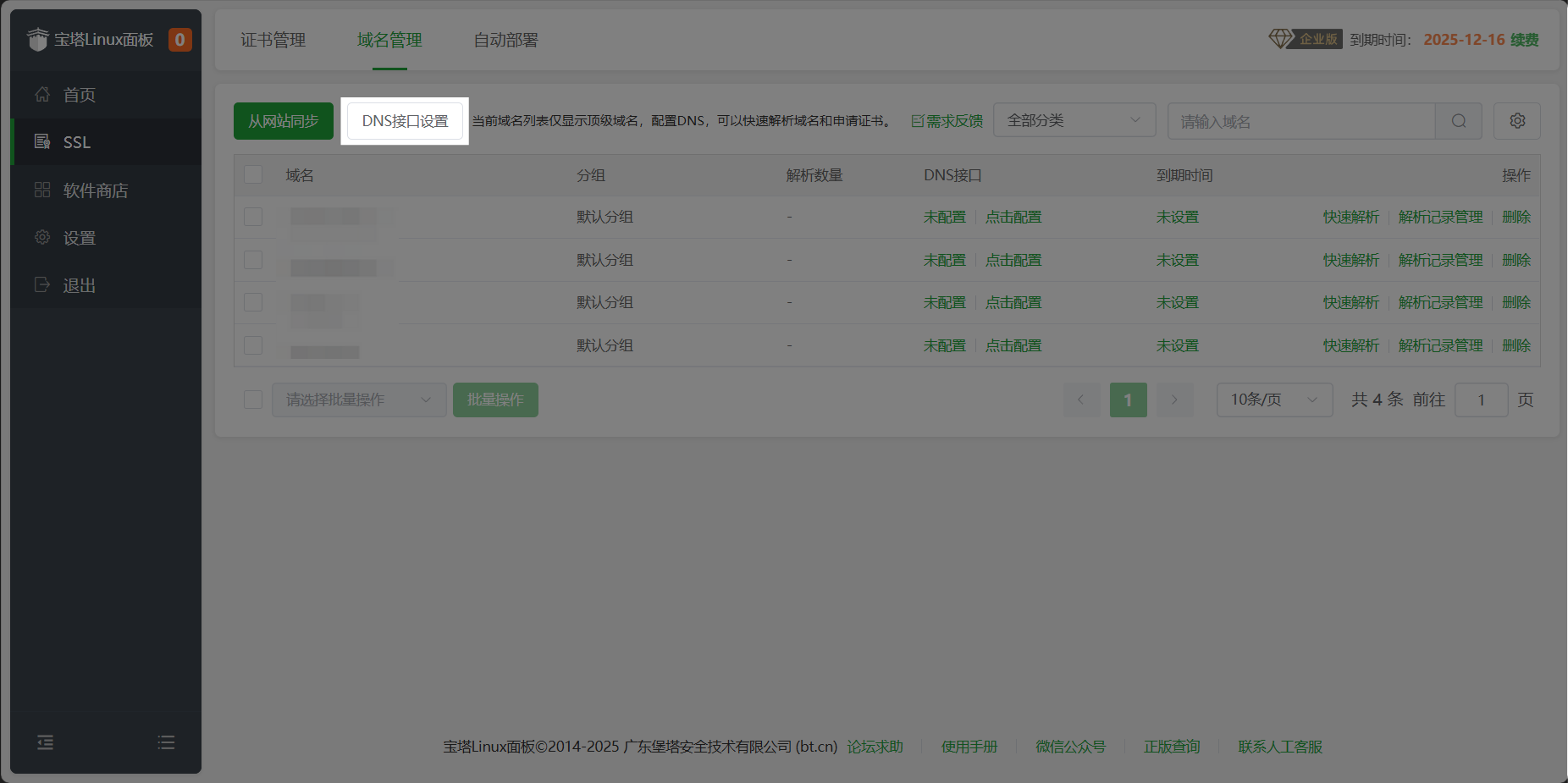 域名DNS接口设置